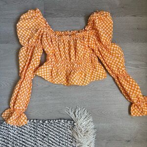 H&M floral puff sleeve crop top